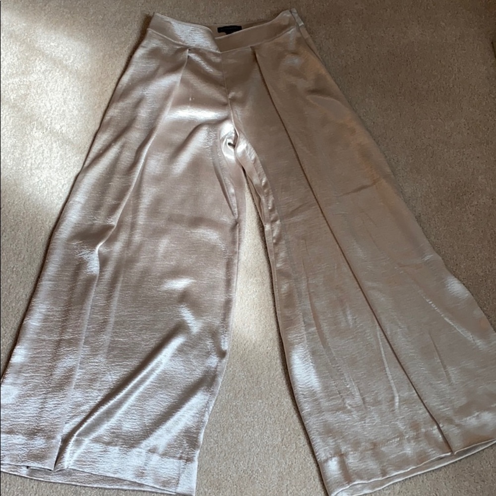 Gold Pleated Wide Leg Pants